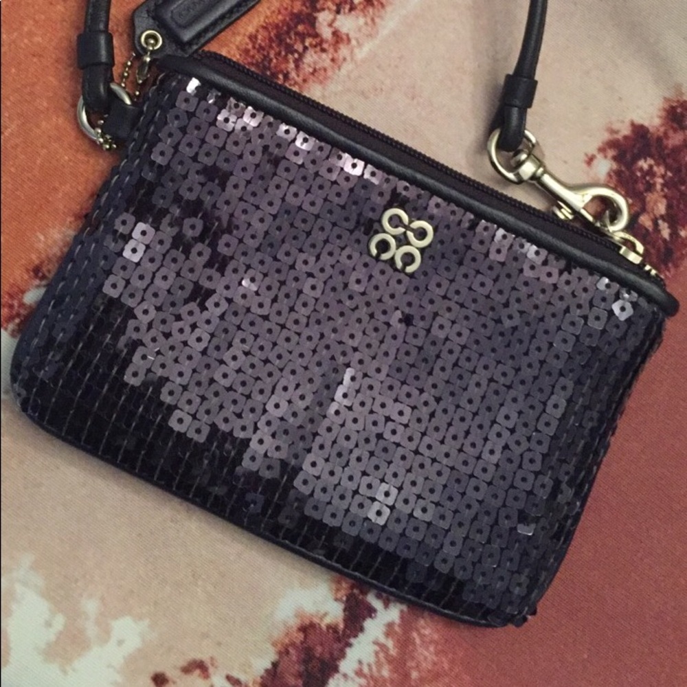 Navy blue sequin Coach wristlet-gorgeous!